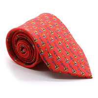 Sailboat Red Necktie with Handkerchief Set - FHYINC best men's suits, tuxedos, formal men's wear wholesale
