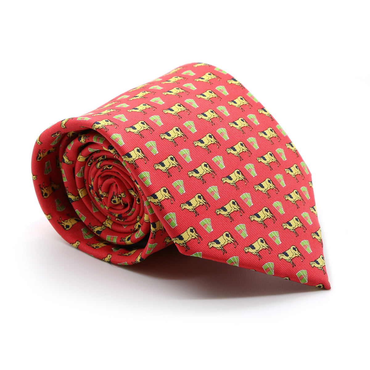 Cow Red Necktie with Handkerchief Set - FHYINC best men's suits, tuxedos, formal men's wear wholesale