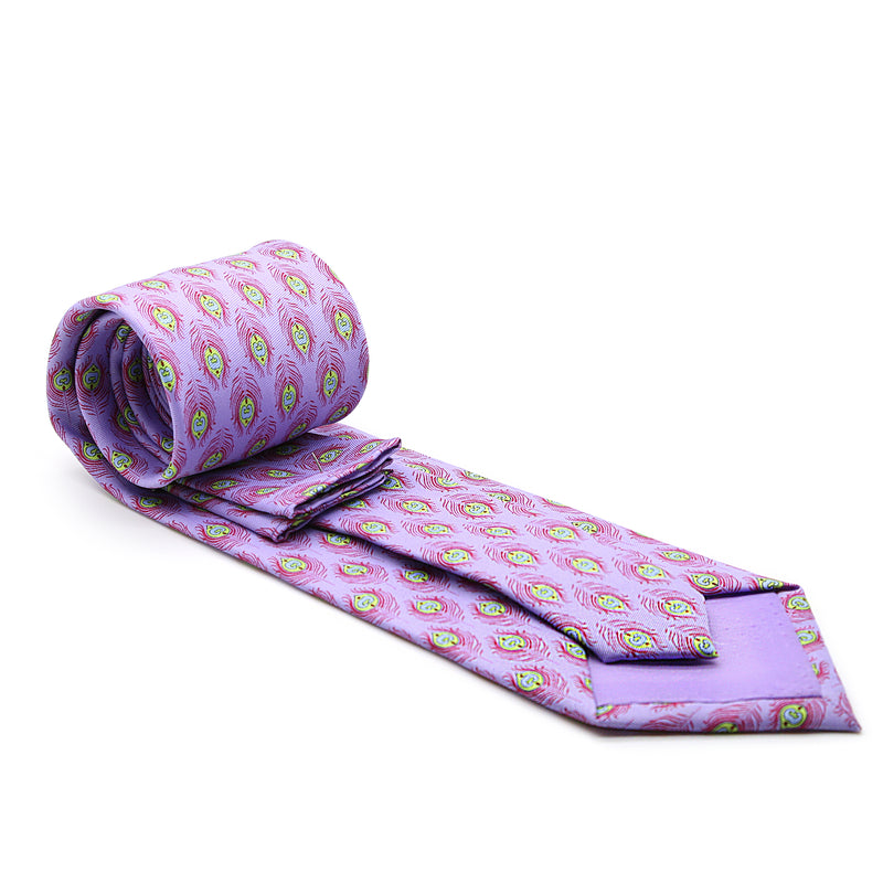 Feather Purple Necktie with Handkerchief Set - FHYINC best men's suits, tuxedos, formal men's wear wholesale