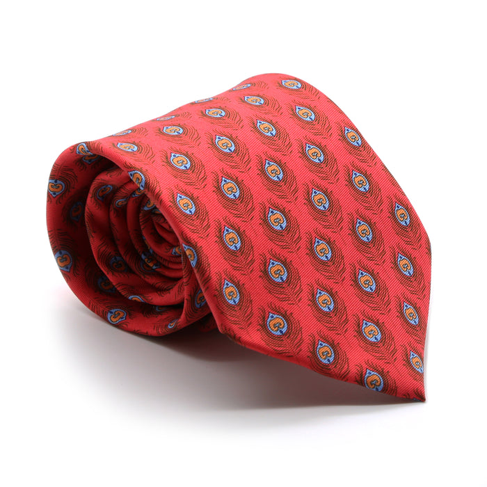 Feather Red Necktie with Handkerchief Set - FHYINC best men's suits, tuxedos, formal men's wear wholesale