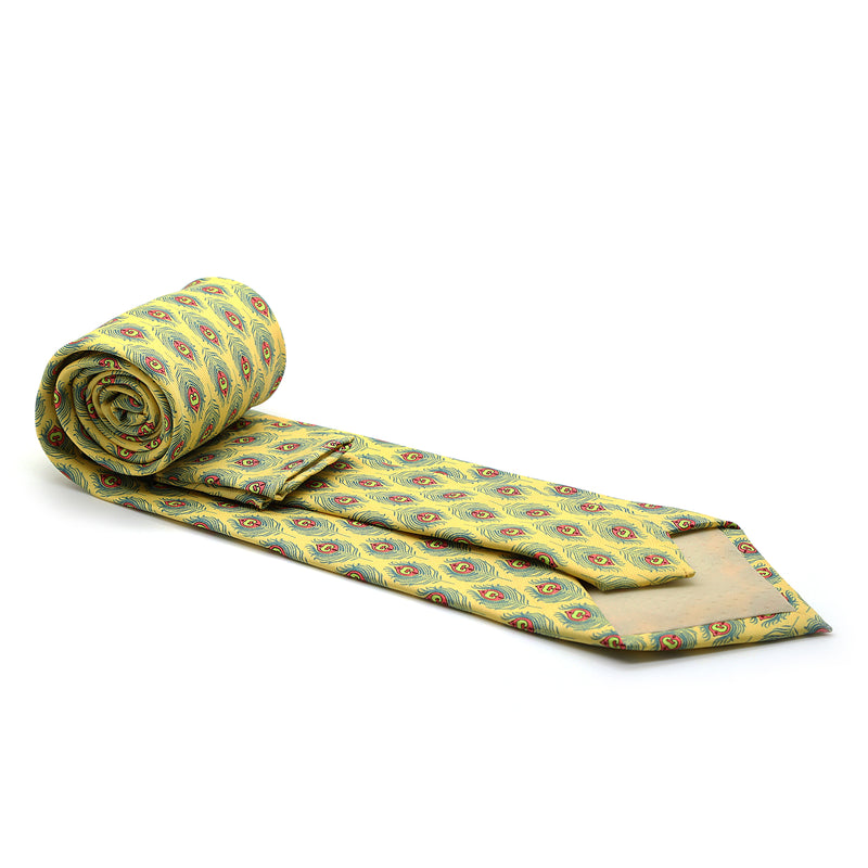 Feather Yellow Necktie with Handkerchief Set - FHYINC best men's suits, tuxedos, formal men's wear wholesale