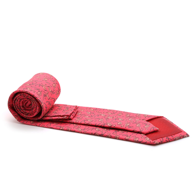 Flamingo Pink Necktie with Handkerchief Set - FHYINC best men's suits, tuxedos, formal men's wear wholesale