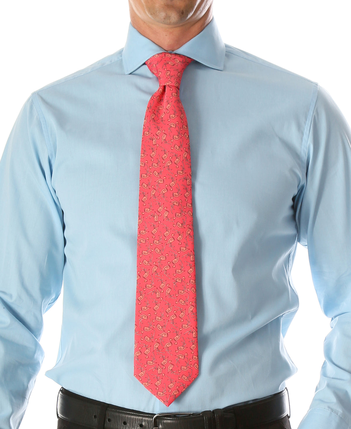 Flamingo Pink Necktie with Handkerchief Set - FHYINC best men's suits, tuxedos, formal men's wear wholesale