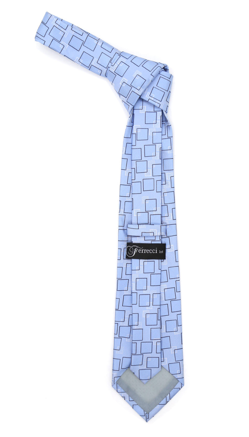 Sky blue Geometric Necktie with Handkerchief Set - FHYINC best men's suits, tuxedos, formal men's wear wholesale