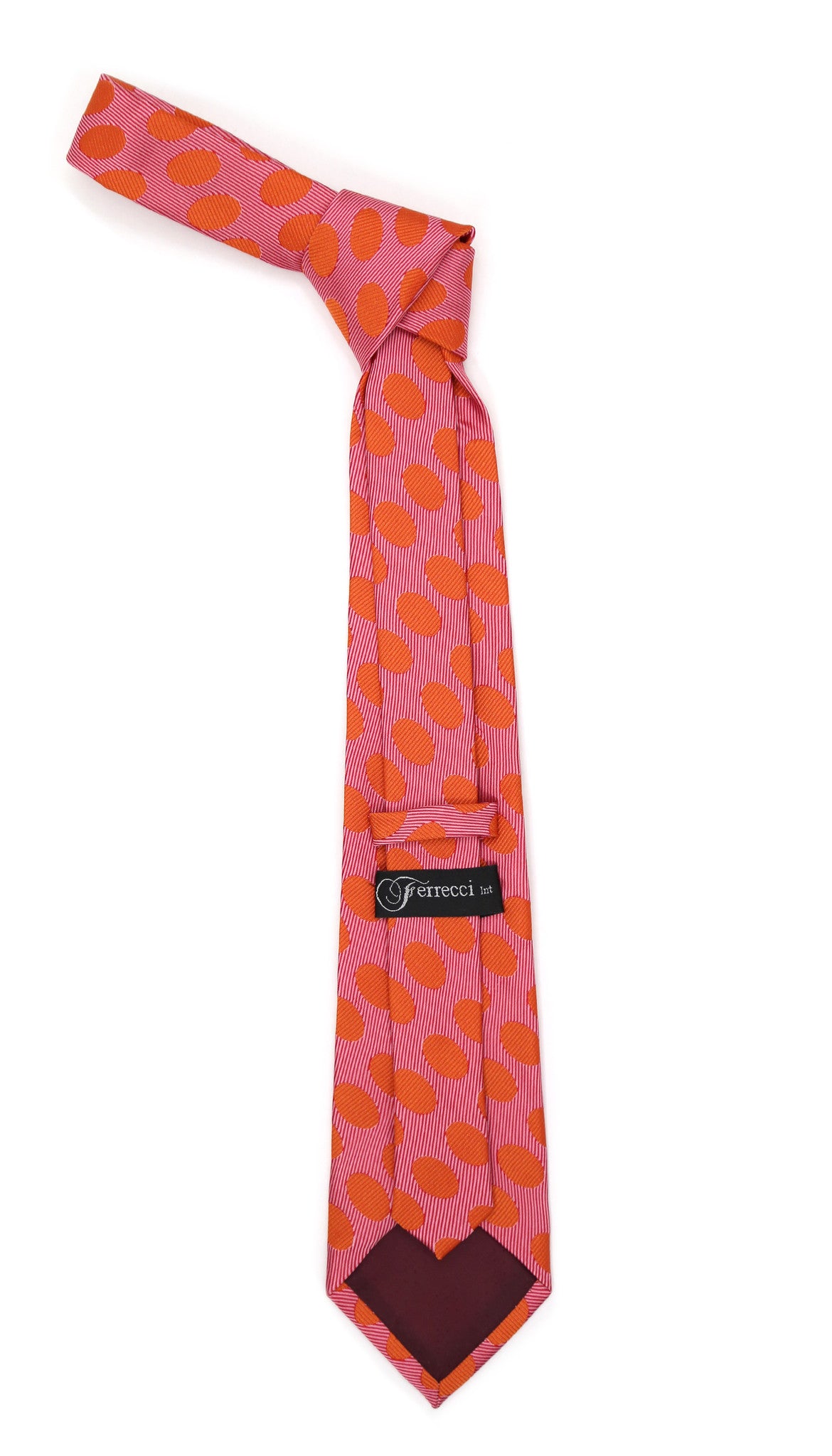 Red Orange Polkadot Stripe Necktie with Handkerchief Set - FHYINC best men's suits, tuxedos, formal men's wear wholesale