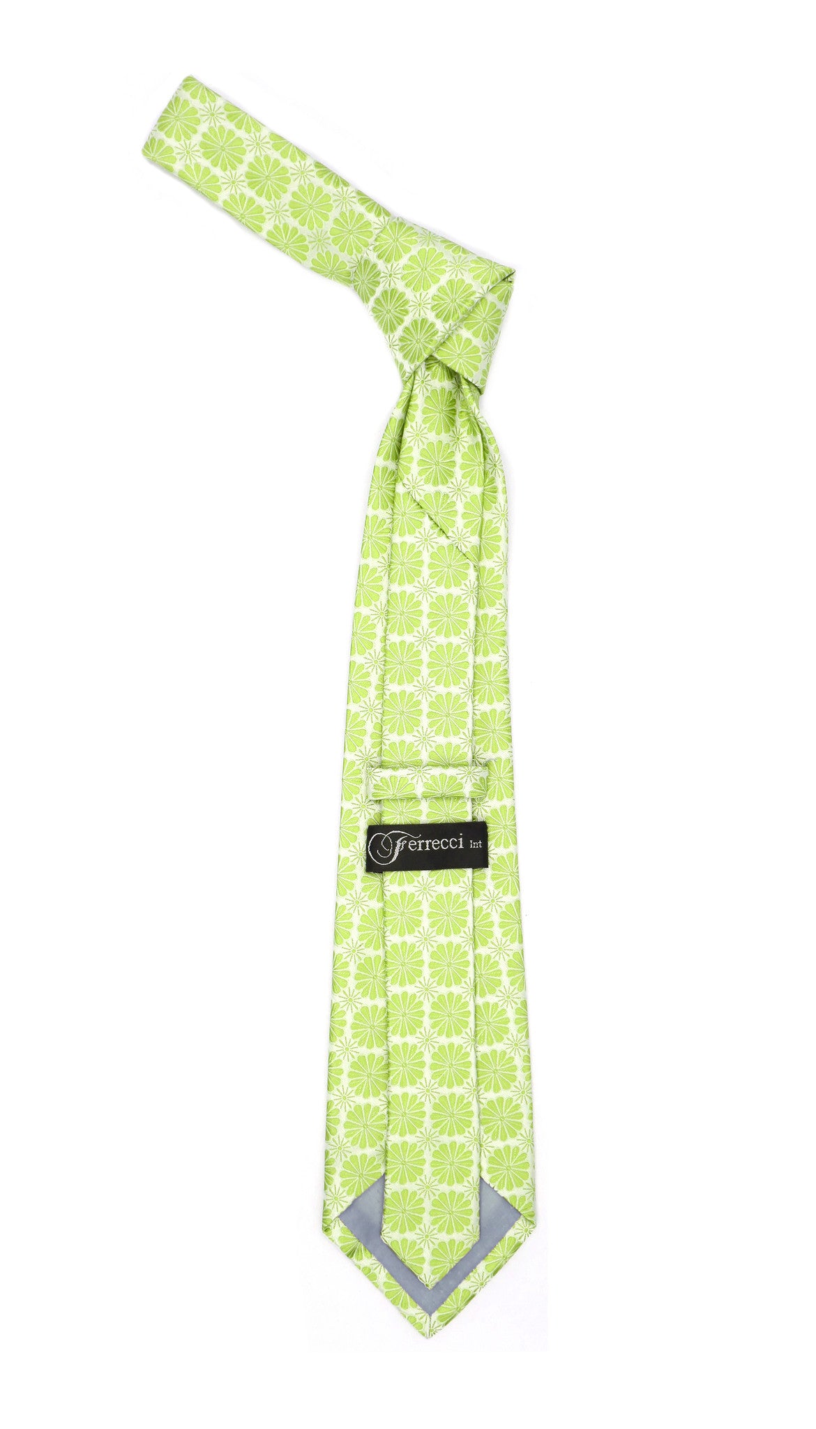 Floral Lime Green Necktie with Handkderchief Set - FHYINC best men's suits, tuxedos, formal men's wear wholesale