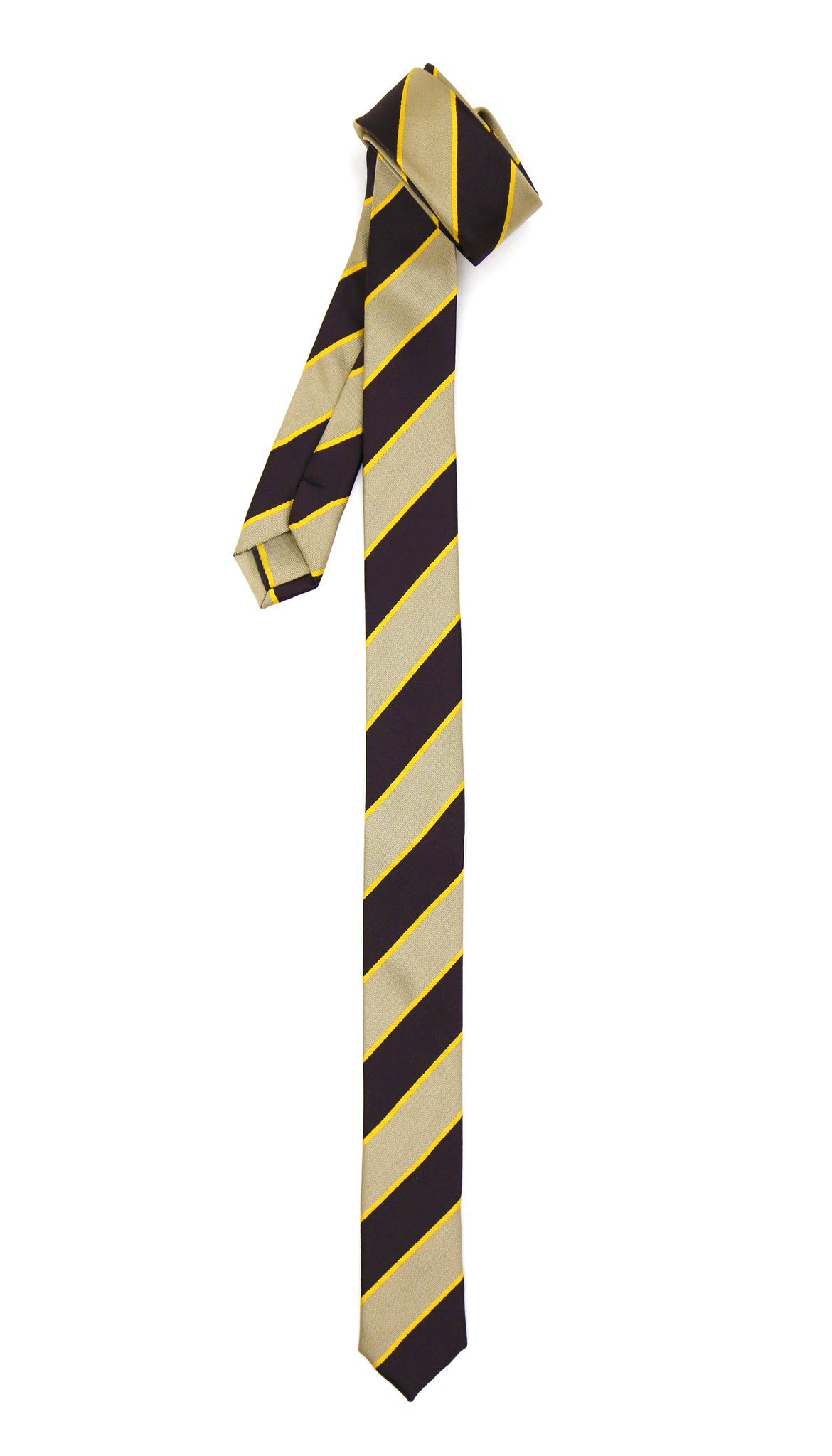 Super Skinny Stripe Beige Brown Slim Tie - FHYINC best men's suits, tuxedos, formal men's wear wholesale