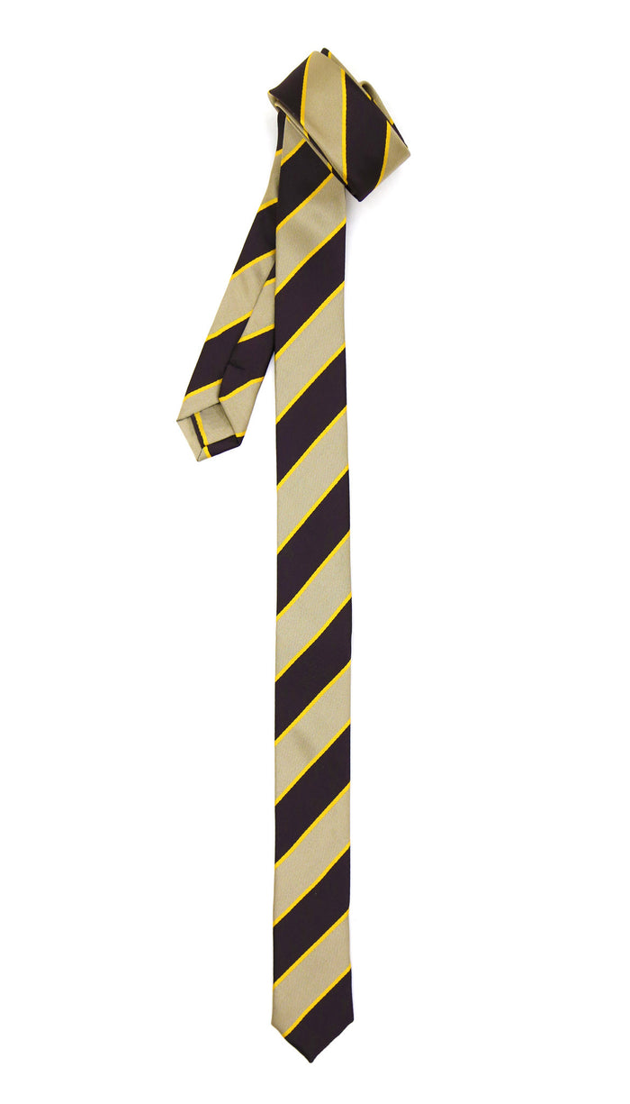 Super Skinny Stripe Beige Brown Slim Tie - FHYINC best men's suits, tuxedos, formal men's wear wholesale