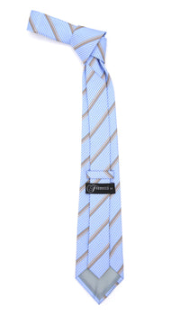 Microfiber Baby Blue Striped Tie and Hankie Set - FHYINC best men's suits, tuxedos, formal men's wear wholesale