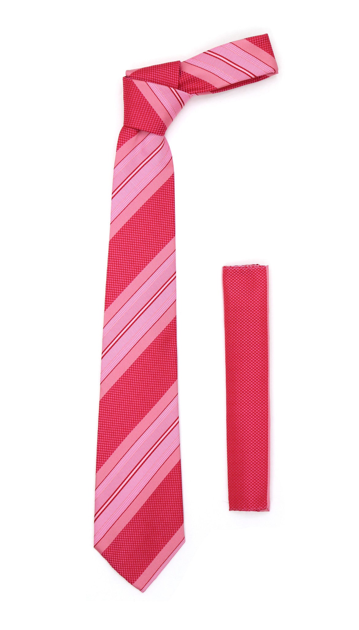 Microfiber Pink Striped Tie and Hankie Set - FHYINC best men's suits, tuxedos, formal men's wear wholesale