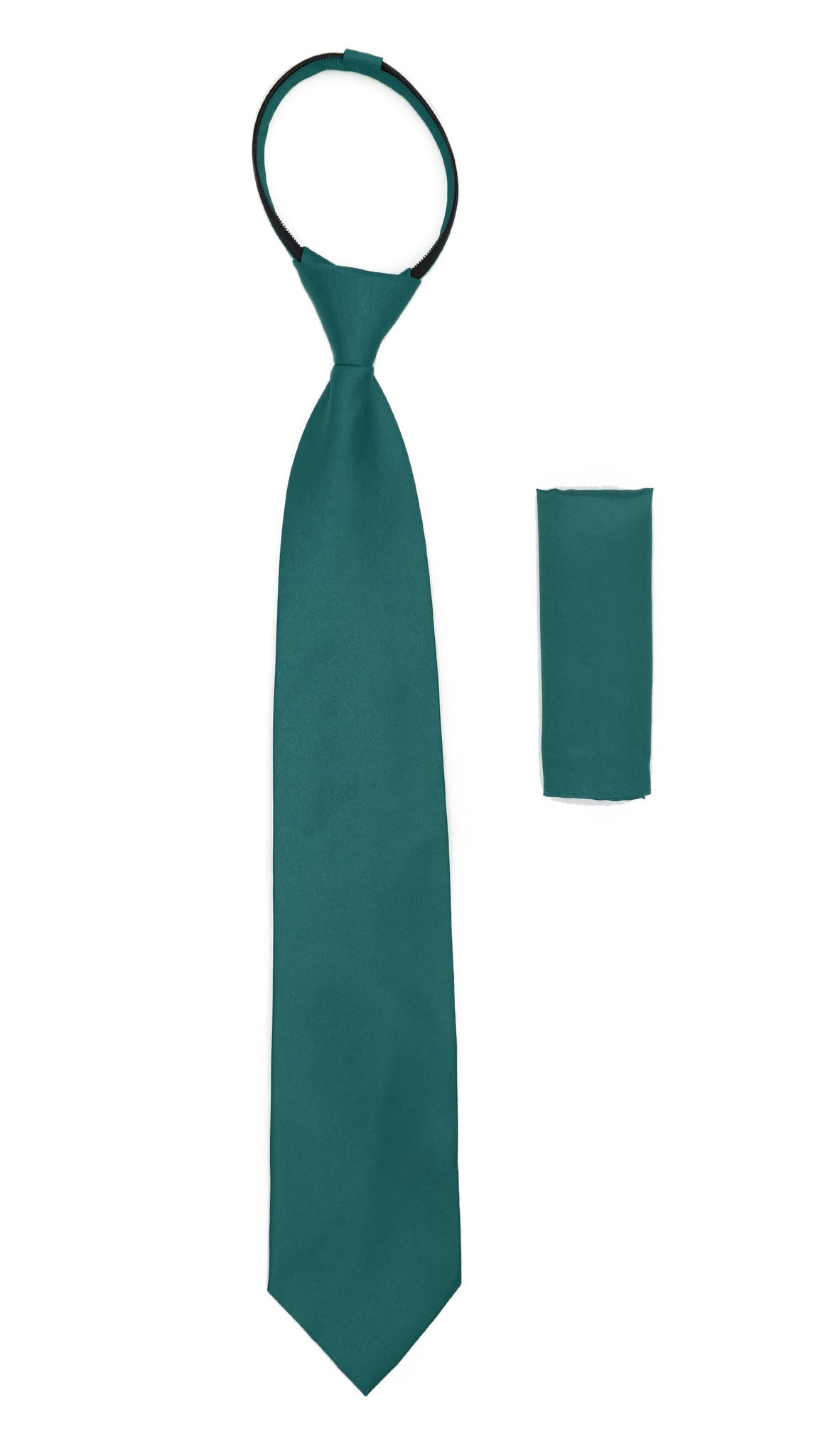 Satine Teal Zipper Tie with Hankie Set - FHYINC best men's suits, tuxedos, formal men's wear wholesale