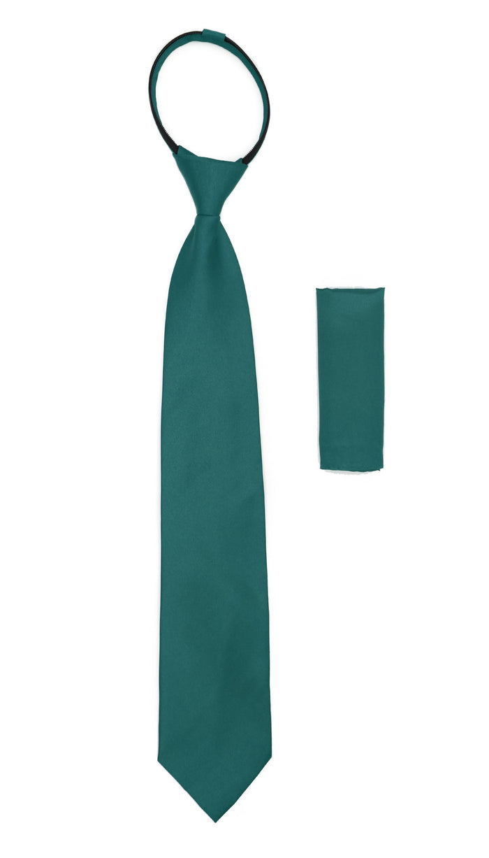 Satine Teal Zipper Tie with Hankie Set - FHYINC best men's suits, tuxedos, formal men's wear wholesale