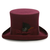 Premium Wool Burgundy Top Hat - FHYINC best men's suits, tuxedos, formal men's wear wholesale