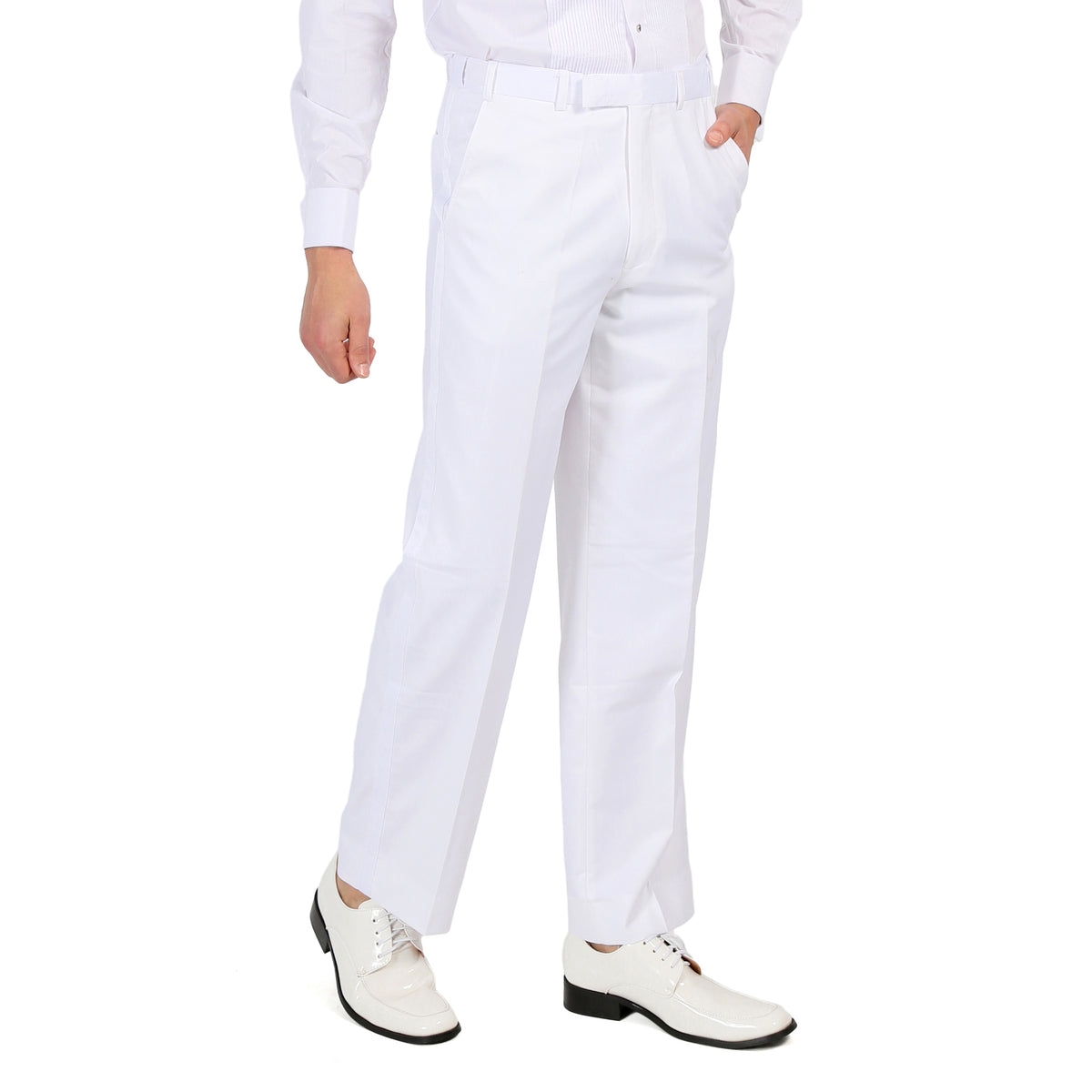 Premium Regular Fit White Tuxedo Dress Pants - FHYINC best men's suits, tuxedos, formal men's wear wholesale