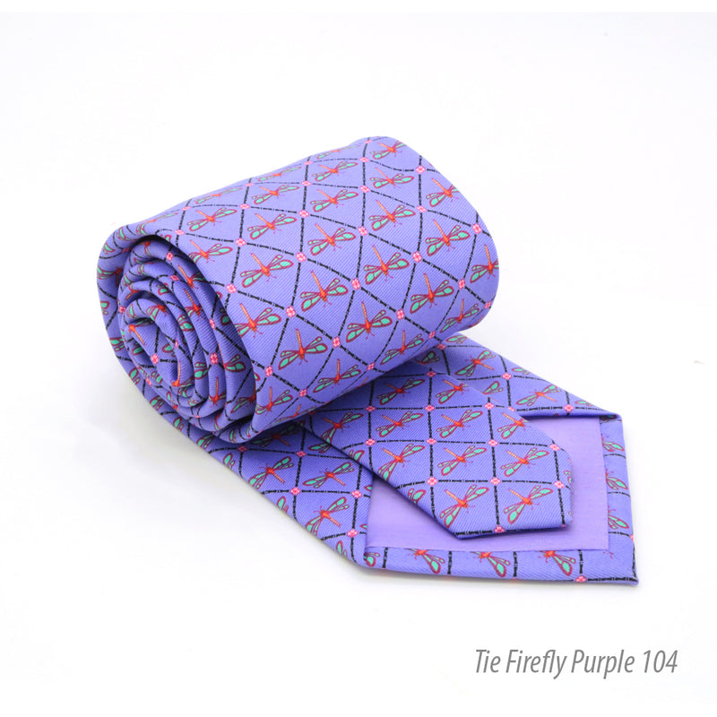 Firefly Purple Necktie with Handkerchief Set - FHYINC best men's suits, tuxedos, formal men's wear wholesale