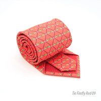 Firefly Red Necktie with Handkerchief Set - FHYINC best men's suits, tuxedos, formal men's wear wholesale
