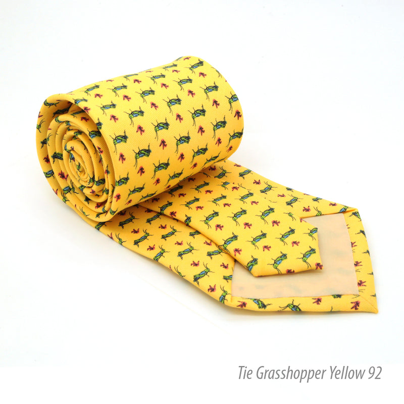 Grasshopper Yellow Necktie with Handkerchief Set - FHYINC best men's suits, tuxedos, formal men's wear wholesale