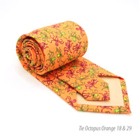Octopus Orange Necktie with Handkerchief Set - FHYINC best men's suits, tuxedos, formal men's wear wholesale