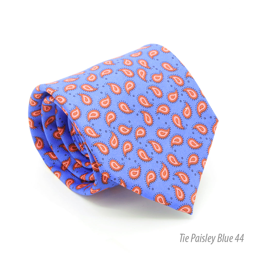 Paisley Blue Necktie with Handkerchief Set - FHYINC best men's suits, tuxedos, formal men's wear wholesale