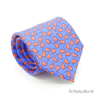 Paisley Blue Necktie with Handkerchief Set - FHYINC best men's suits, tuxedos, formal men's wear wholesale