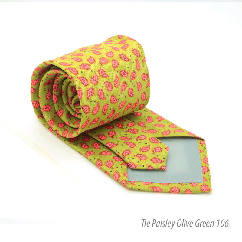 Paisley Olive Necktie with Handkerchief Set - FHYINC best men's suits, tuxedos, formal men's wear wholesale