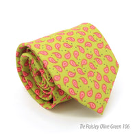 Paisley Olive Necktie with Handkerchief Set - FHYINC best men's suits, tuxedos, formal men's wear wholesale