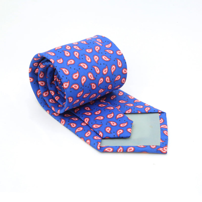 Paisley Royal Blue Necktie with Handkerchief Set - FHYINC best men's suits, tuxedos, formal men's wear wholesale
