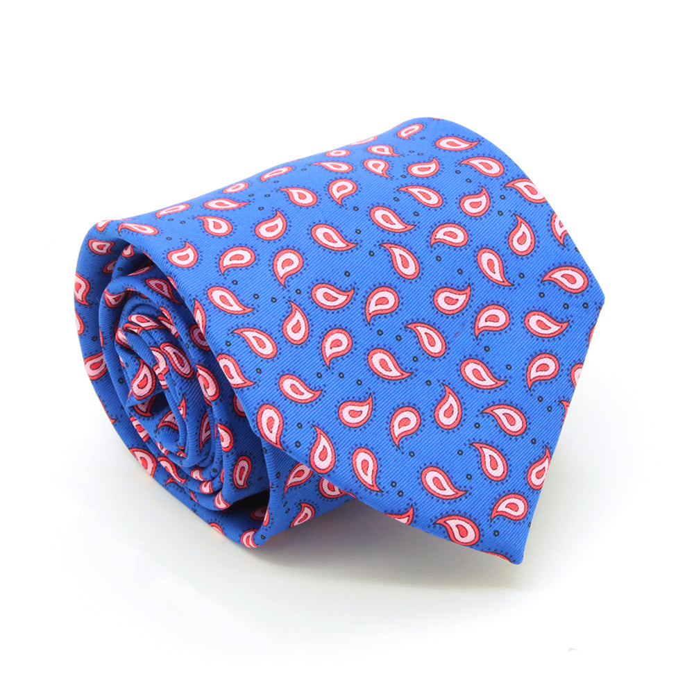 Paisley Royal Blue Necktie with Handkerchief Set - FHYINC best men's suits, tuxedos, formal men's wear wholesale
