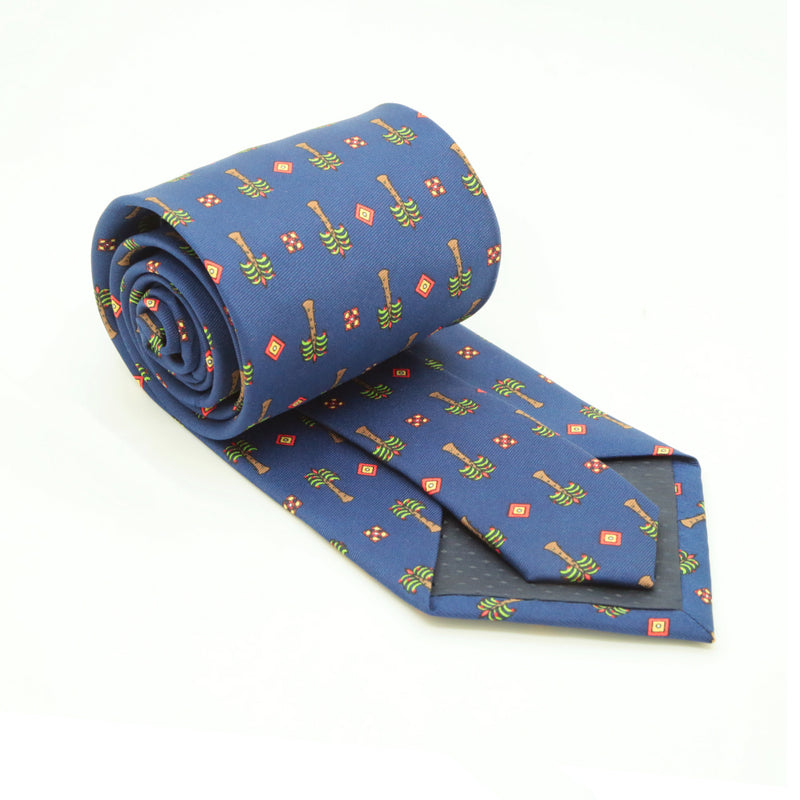 Palm Tree Navy Necktie with Handkerchief Set - FHYINC best men's suits, tuxedos, formal men's wear wholesale