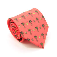Palm Tree Red Necktie with Handkerchief Set - FHYINC best men's suits, tuxedos, formal men's wear wholesale