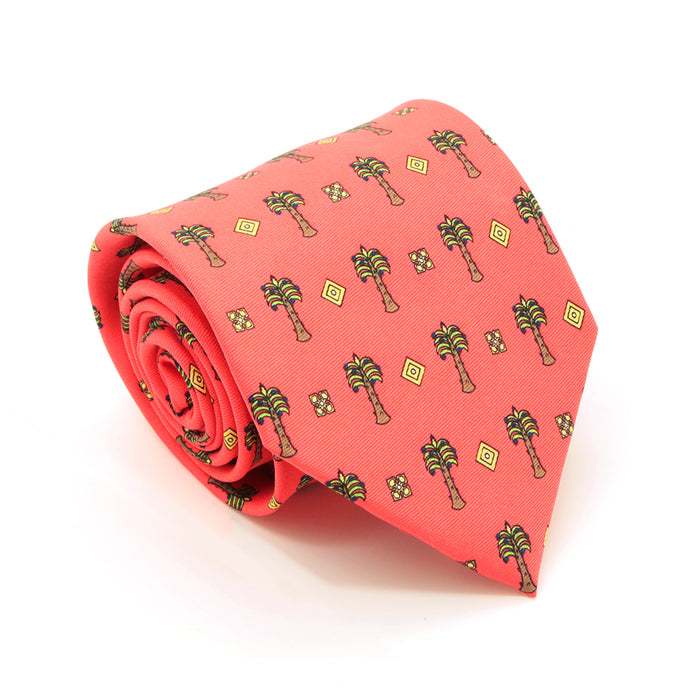 Palm Tree Red Necktie with Handkerchief Set - FHYINC best men's suits, tuxedos, formal men's wear wholesale