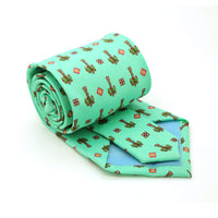 Palm Tree Turquoise Necktie with Handkerchief Set - FHYINC best men's suits, tuxedos, formal men's wear wholesale