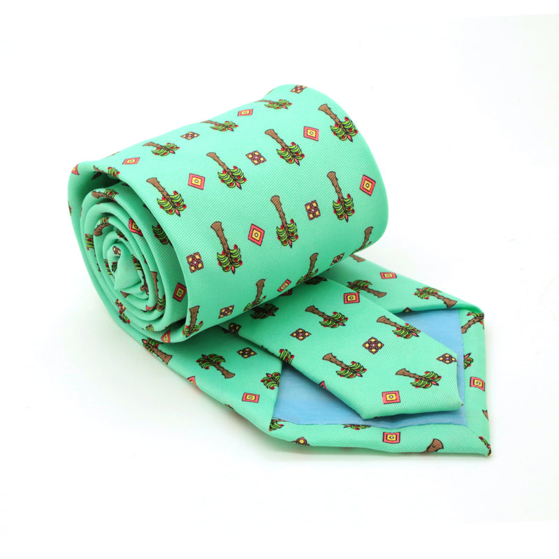 Palm Tree Turquoise Necktie with Handkerchief Set - FHYINC best men's suits, tuxedos, formal men's wear wholesale