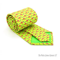 Pots Lime Green Necktie with Handkerchief Set - FHYINC best men's suits, tuxedos, formal men's wear wholesale