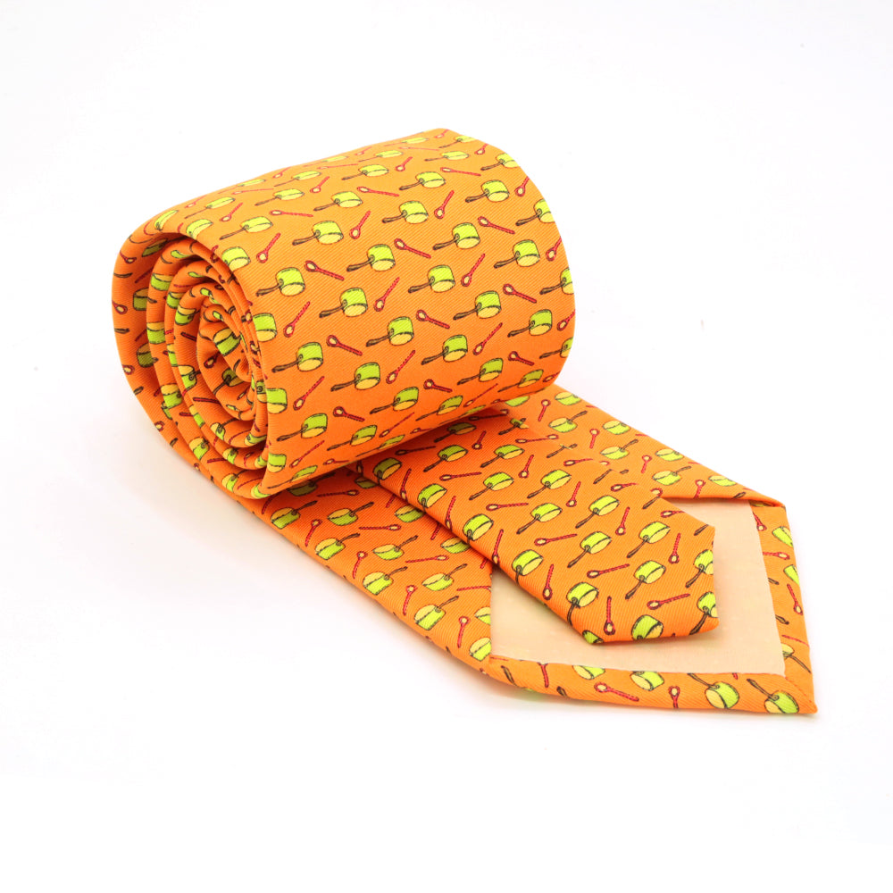 Pots Orange Necktie with Handkerchief Set - FHYINC best men's suits, tuxedos, formal men's wear wholesale