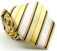 Mens Dads Classic Yellow Striped Pattern Business Casual Necktie & Hanky Set U-2 - FHYINC best men's suits, tuxedos, formal men's wear wholesale