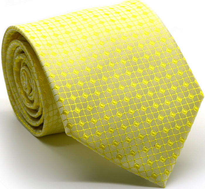 Mens Dads Classic Yellow Geometric Pattern Business Casual Necktie & Hanky Set UO-3 - FHYINC best men's suits, tuxedos, formal men's wear wholesale