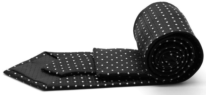 Mens Dads Classic Black Geometric Pattern Business Casual Necktie & Hanky Set UO-4 - FHYINC best men's suits, tuxedos, formal men's wear wholesale
