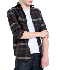 Brown Plaid Slim Fit Casual Shirt - Vale - FHYINC best men's suits, tuxedos, formal men's wear wholesale
