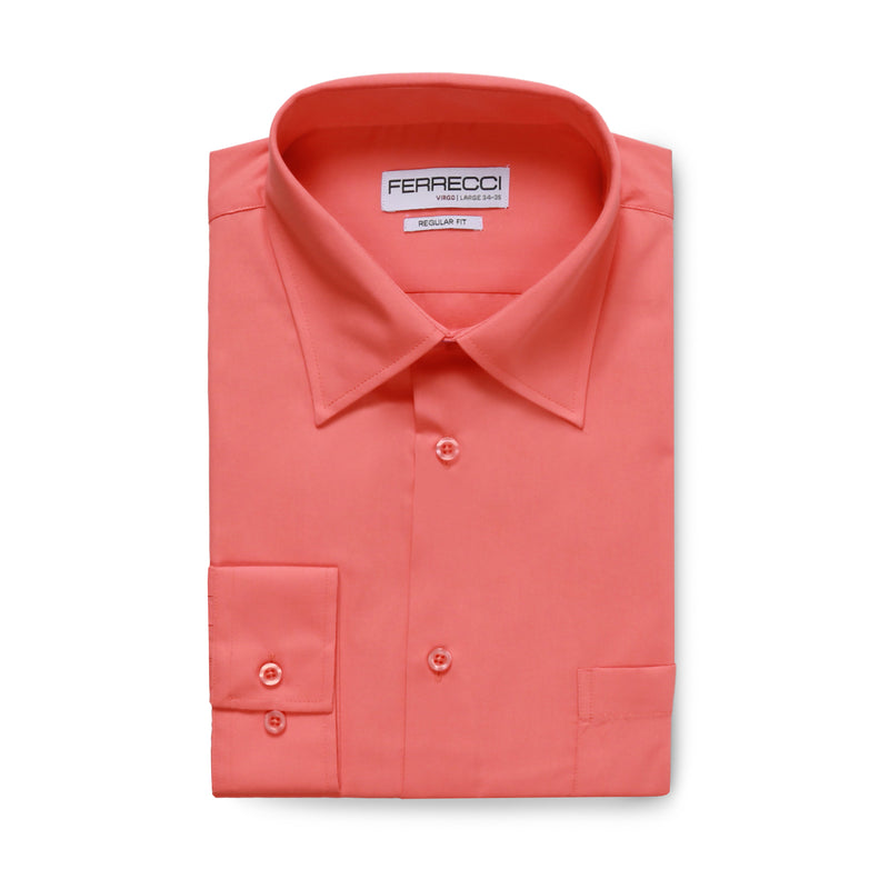 Ferrecci Virgo Coral Regular Fit Dress Shirt - FHYINC best men's suits, tuxedos, formal men's wear wholesale