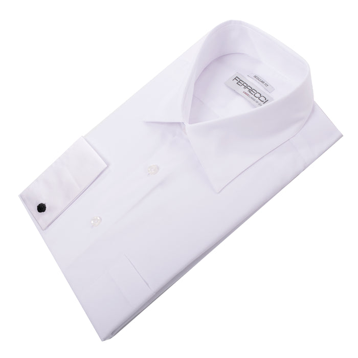 Virgo Snow White Regular Fit French Cuff Dress Shirt - FHYINC best men's suits, tuxedos, formal men's wear wholesale