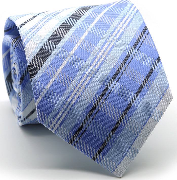 Mens Dads Classic Blue Striped Pattern Business Casual Necktie & Hanky Set VO-10 - FHYINC best men's suits, tuxedos, formal men's wear wholesale