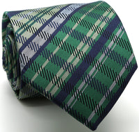 Mens Dads Classic Green Striped Pattern Business Casual Necktie & Hanky Set VO-2 - FHYINC best men's suits, tuxedos, formal men's wear wholesale