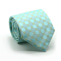 Mens Dads Classic Turquoise Geometric Pattern Business Casual Necktie & Hanky Set W-3 - FHYINC best men's suits, tuxedos, formal men's wear wholesale