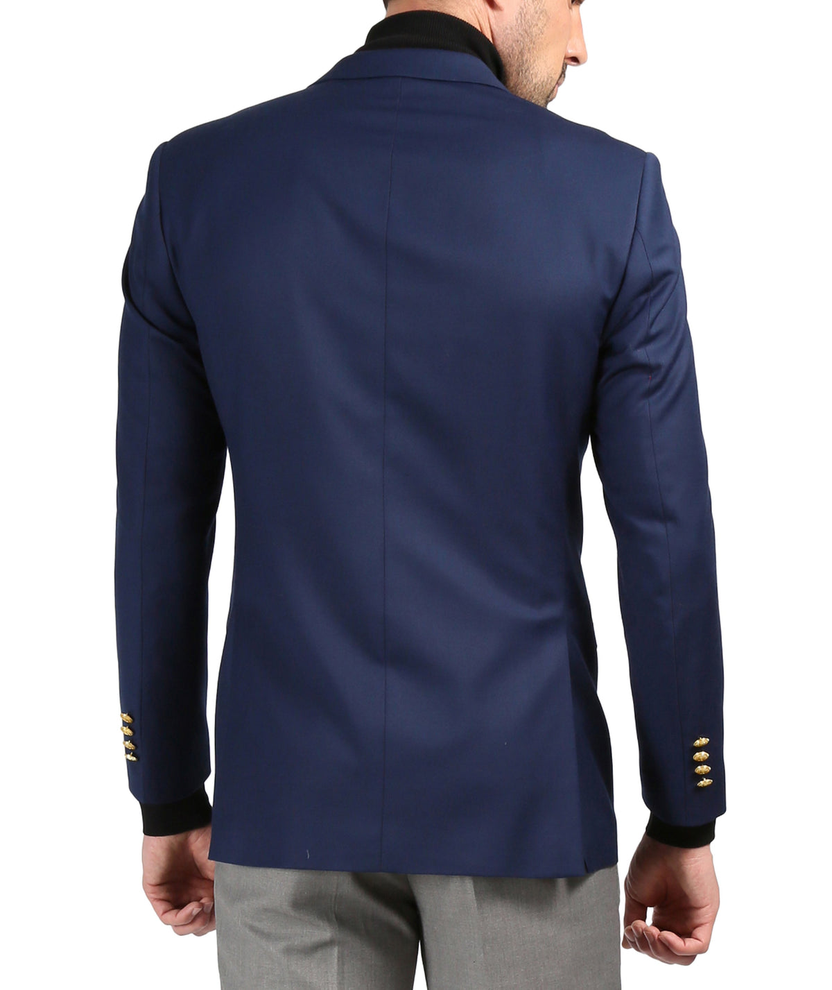 Men's Warwick Gold Button Slim Fit Navy Blazer - FHYINC best men's suits, tuxedos, formal men's wear wholesale
