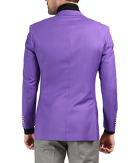 Men's Warwick Gold Button Slim Fit Purple Blazer - FHYINC best men's suits, tuxedos, formal men's wear wholesale