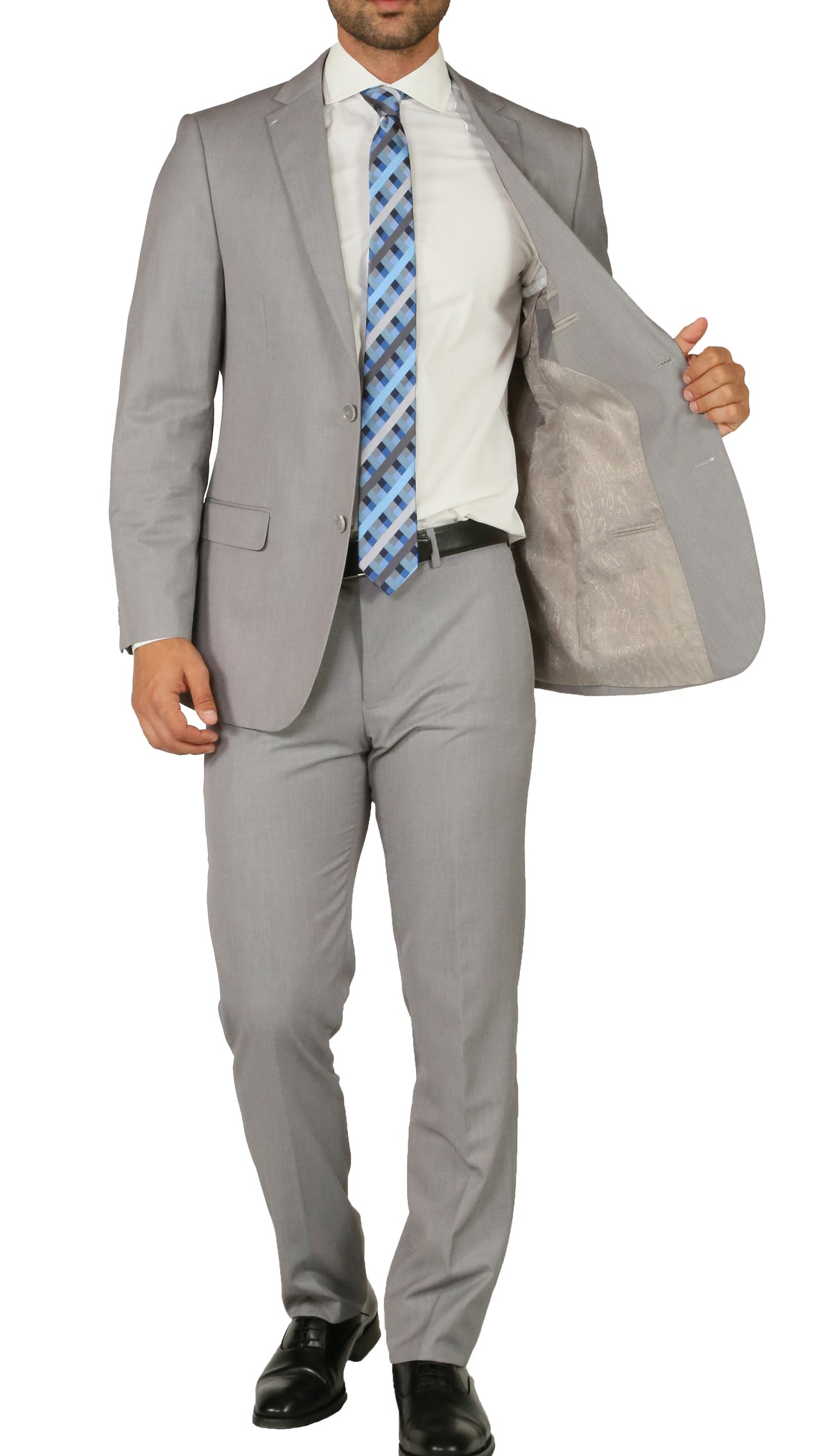Windsor Light Grey Slim Fit 2pc Suit - FHYINC best men's suits, tuxedos, formal men's wear wholesale