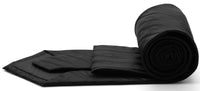 Mens Dads Classic Black Striped Pattern Business Casual Necktie & Hanky Set X-3 - FHYINC best men's suits, tuxedos, formal men's wear wholesale