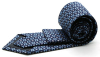 Mens Dads Classic Navy Geometric Pattern Business Casual Necktie & Hanky Set Y-12 - FHYINC best men's suits, tuxedos, formal men's wear wholesale