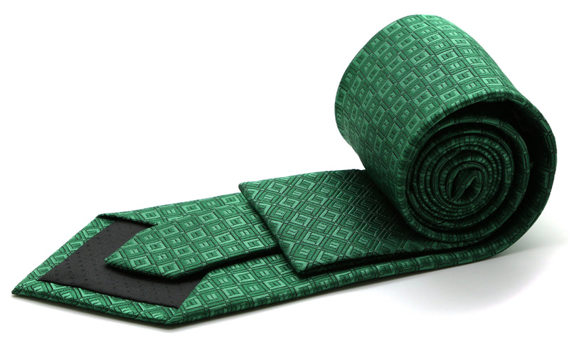 Mens Dads Classic Green Geometric Pattern Business Casual Necktie & Hanky Set Y-9 - FHYINC best men's suits, tuxedos, formal men's wear wholesale